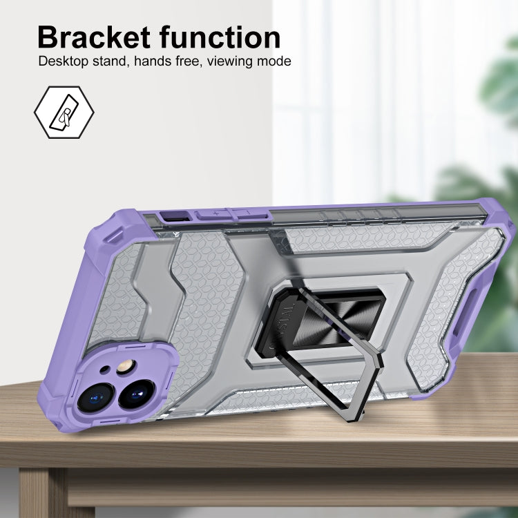 For iPhone 11 Pro Armor Clear PC + TPU Shockproof Case with Metal Ring Holder
