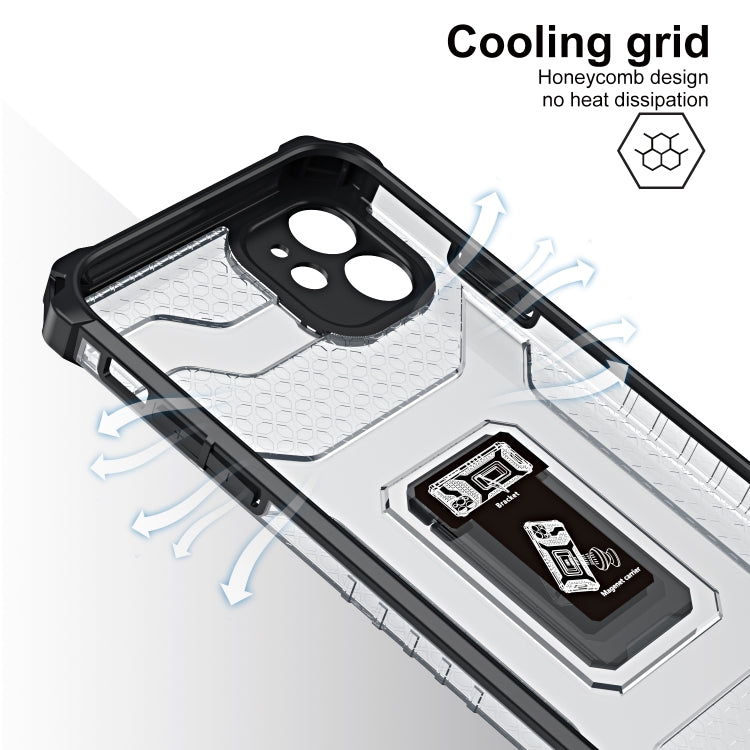 For iPhone 11 Pro Max Armor Clear PC + TPU Shockproof Case with Metal Ring Holder