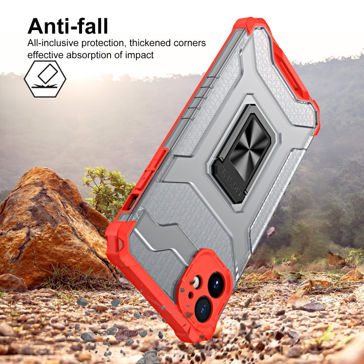 For iPhone 11 Pro Max Armor Clear PC + TPU Shockproof Case with Metal Ring Holder