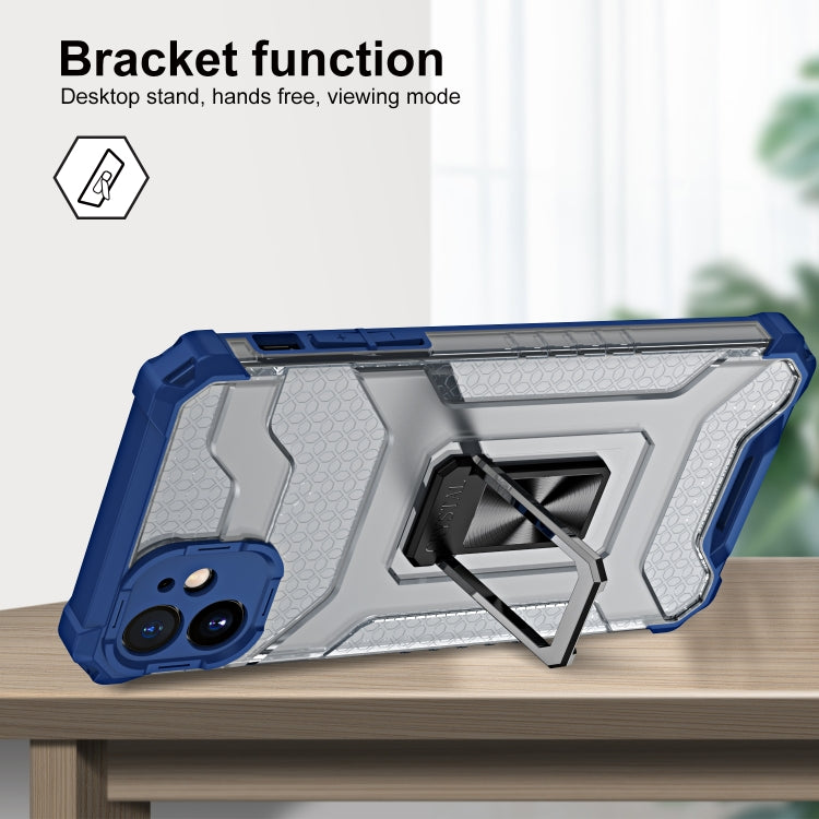 For iPhone 11 Pro Max Armor Clear PC + TPU Shockproof Case with Metal Ring Holder