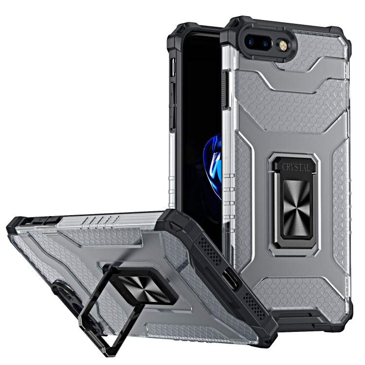 For iPhone SE 2022 / SE 2020 / 8 / 7 Armor Clear PC + TPU Shockproof Case with Metal Ring Holder
