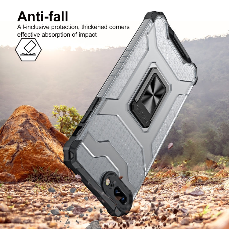 For iPhone SE 2022 / SE 2020 / 8 / 7 Armor Clear PC + TPU Shockproof Case with Metal Ring Holder