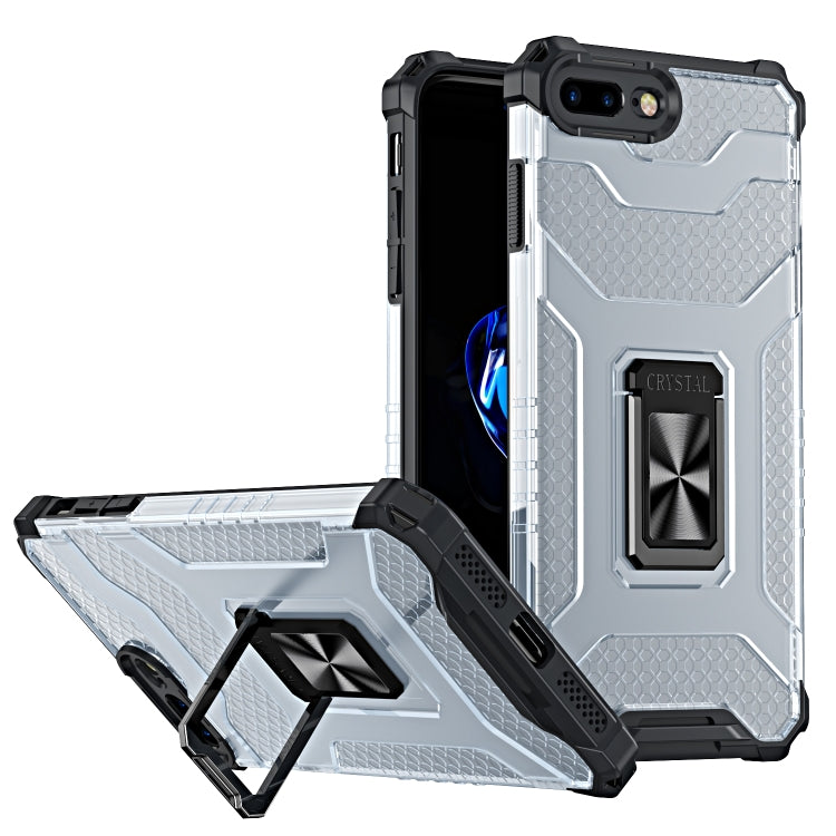 For iPhone SE 2022 / SE 2020 / 8 / 7 Armor Clear PC + TPU Shockproof Case with Metal Ring Holder