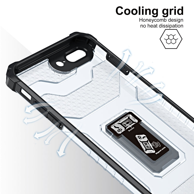 For iPhone SE 2022 / SE 2020 / 8 / 7 Armor Clear PC + TPU Shockproof Case with Metal Ring Holder