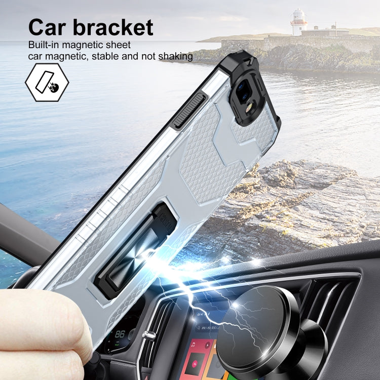 For iPhone SE 2022 / SE 2020 / 8 / 7 Armor Clear PC + TPU Shockproof Case with Metal Ring Holder