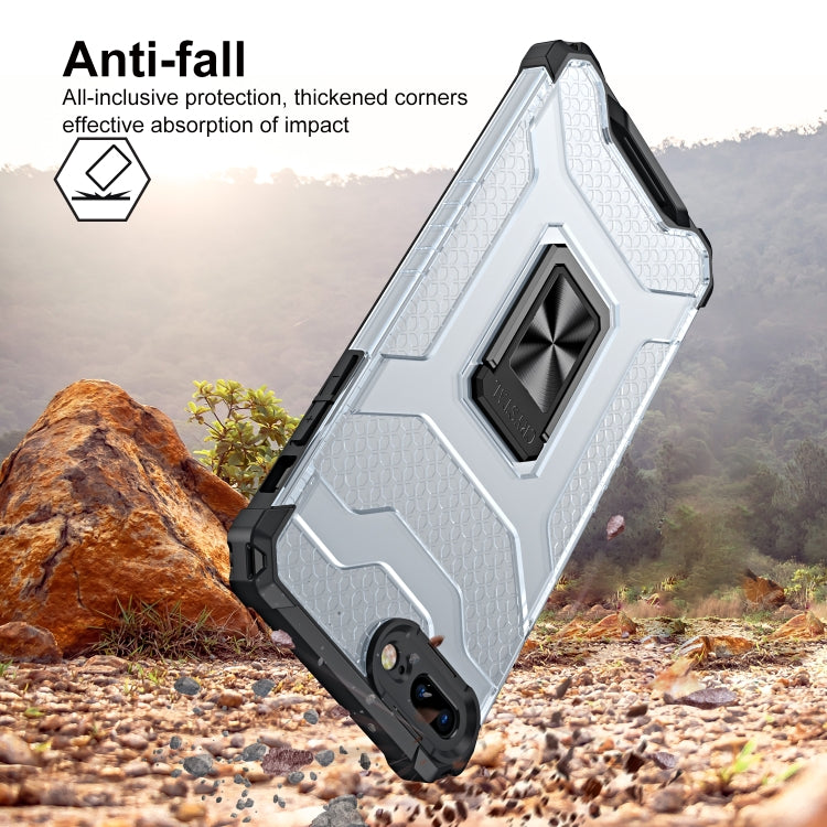 For iPhone SE 2022 / SE 2020 / 8 / 7 Armor Clear PC + TPU Shockproof Case with Metal Ring Holder