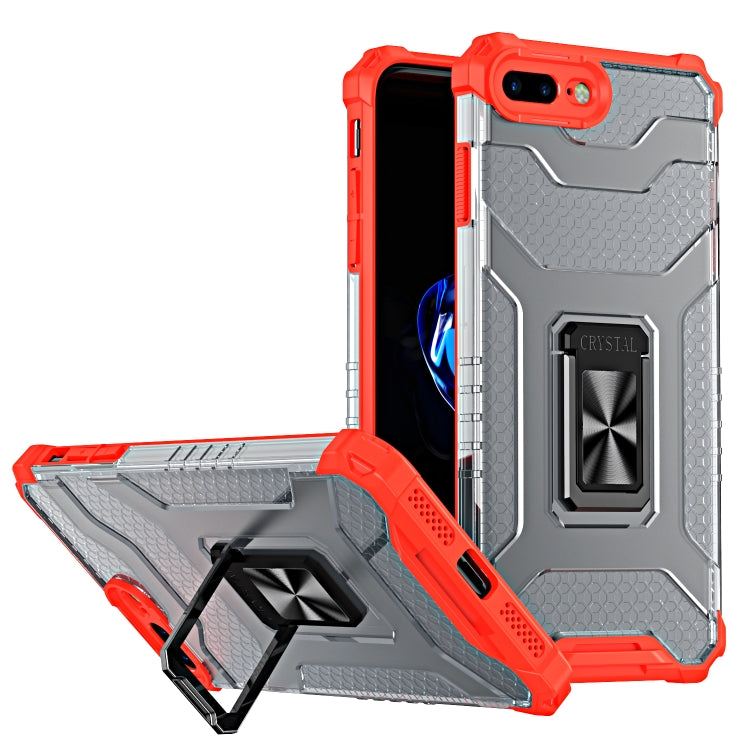 For iPhone SE 2022 / SE 2020 / 8 / 7 Armor Clear PC + TPU Shockproof Case with Metal Ring Holder