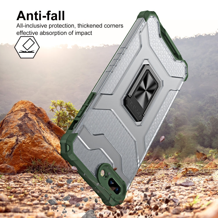 For iPhone SE 2022 / SE 2020 / 8 / 7 Armor Clear PC + TPU Shockproof Case with Metal Ring Holder