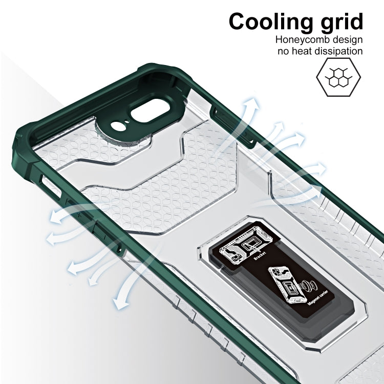 For iPhone SE 2022 / SE 2020 / 8 / 7 Armor Clear PC + TPU Shockproof Case with Metal Ring Holder