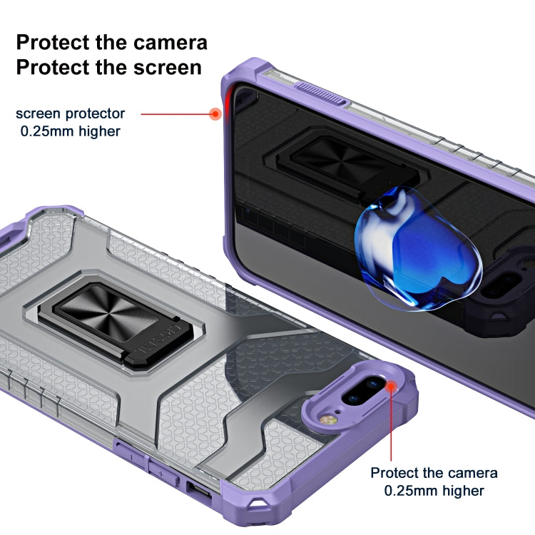 For iPhone SE 2022 / SE 2020 / 8 / 7 Armor Clear PC + TPU Shockproof Case with Metal Ring Holder