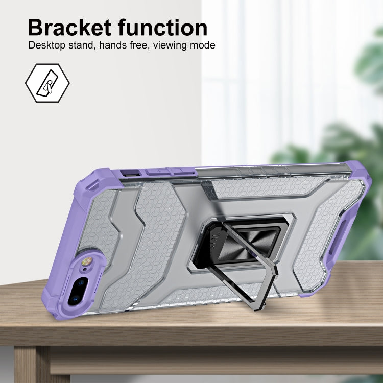 For iPhone SE 2022 / SE 2020 / 8 / 7 Armor Clear PC + TPU Shockproof Case with Metal Ring Holder
