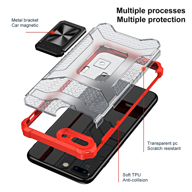 Armor Clear PC + TPU Shockproof Case with Metal Ring Holder For iPhone 8 Plus / 7 Plus