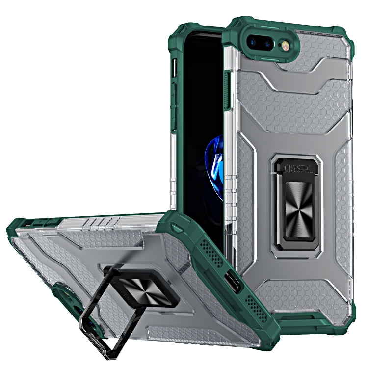 Armor Clear PC + TPU Shockproof Case with Metal Ring Holder For iPhone 8 Plus / 7 Plus