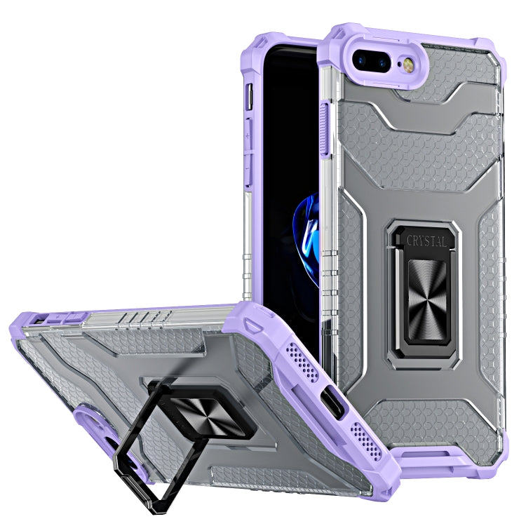 Armor Clear PC + TPU Shockproof Case with Metal Ring Holder For iPhone 8 Plus / 7 Plus