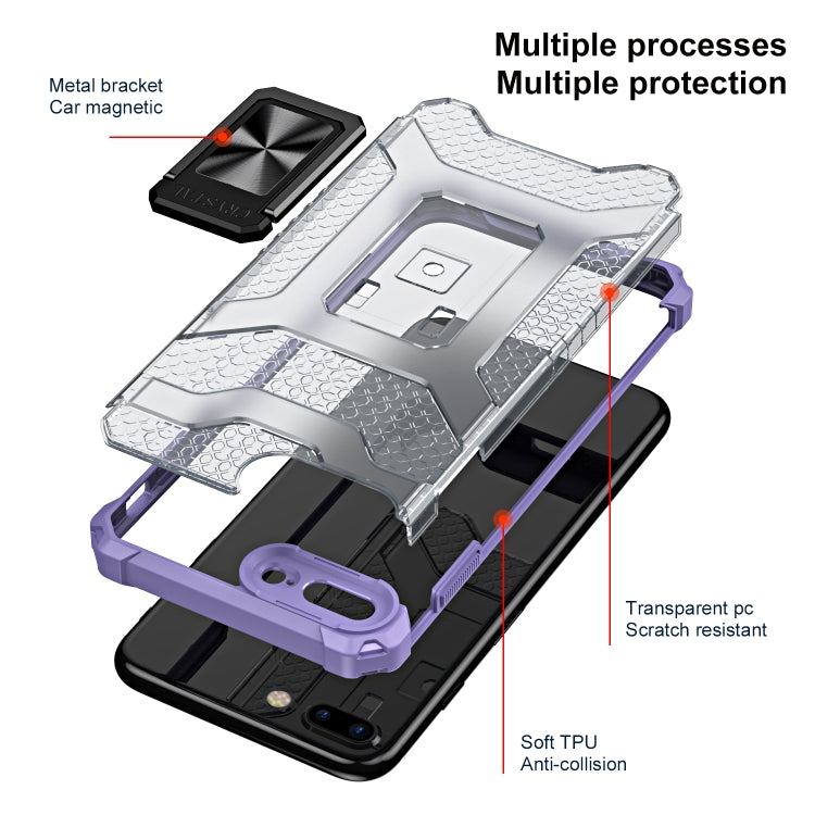 Armor Clear PC + TPU Shockproof Case with Metal Ring Holder For iPhone 8 Plus / 7 Plus