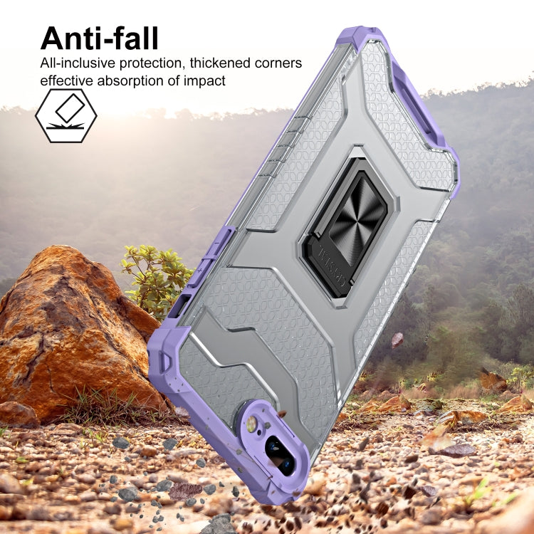 Armor Clear PC + TPU Shockproof Case with Metal Ring Holder For iPhone 8 Plus / 7 Plus