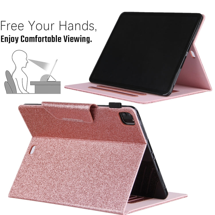 For iPad Pro 12.9 2022 / 2021 / 2020 / 2018 Glitter Powder Horizontal Flip Leather Tablet Case with Holder & Card Slot & Photo Frame & Wallet