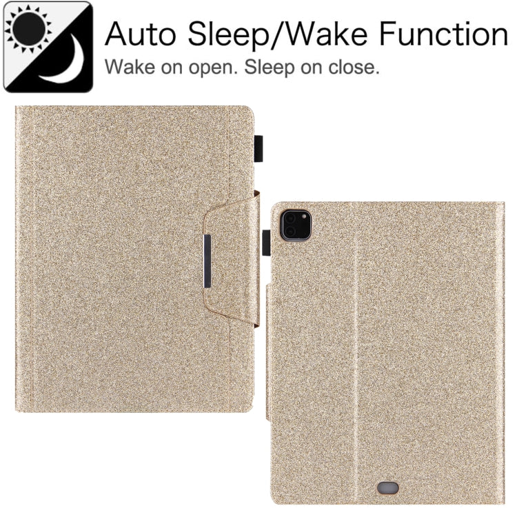 For iPad Pro 12.9 2022 / 2021 / 2020 / 2018 Glitter Powder Horizontal Flip Leather Tablet Case with Holder & Card Slot & Photo Frame & Wallet