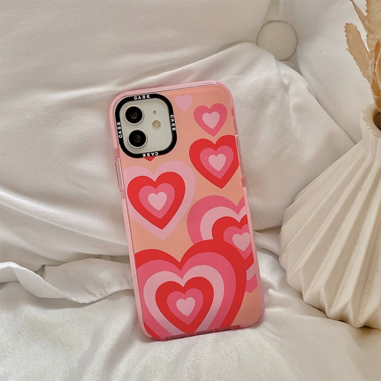 For iPhone 12 Thickened TPU Shockproof Protective Case(Pink Red Love)