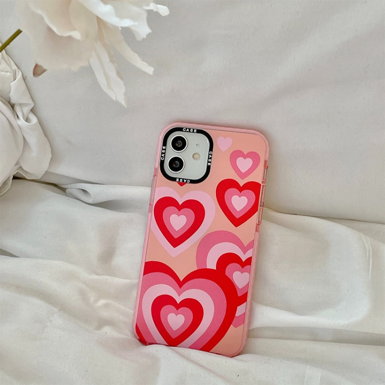 For iPhone 12 Pro Thickened TPU Shockproof Protective Case(Pink Red Love)
