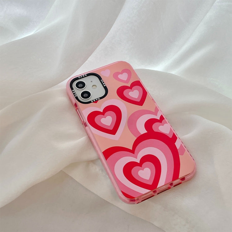 For iPhone 12 Pro Thickened TPU Shockproof Protective Case(Pink Red Love)