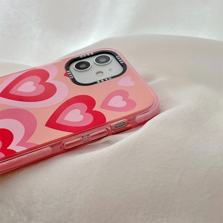 For iPhone 12 Pro Max Thickened TPU Shockproof Protective Case(Pink Red Love)