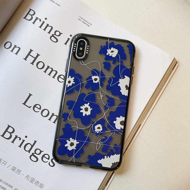 For iPhone XR Thickened TPU Shockproof Protective Case(Flower)