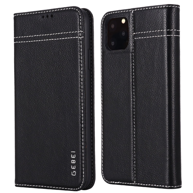 For iPhone 11 Pro GEBEI Top-grain Leather Horizontal Flip Protective Case with Holder & Card Slots
