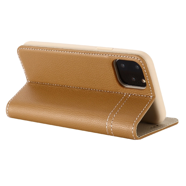 For iPhone 11 Pro GEBEI Top-grain Leather Horizontal Flip Protective Case with Holder & Card Slots