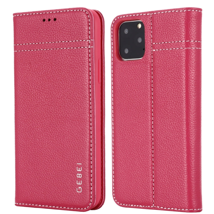 For iPhone 11 Pro GEBEI Top-grain Leather Horizontal Flip Protective Case with Holder & Card Slots