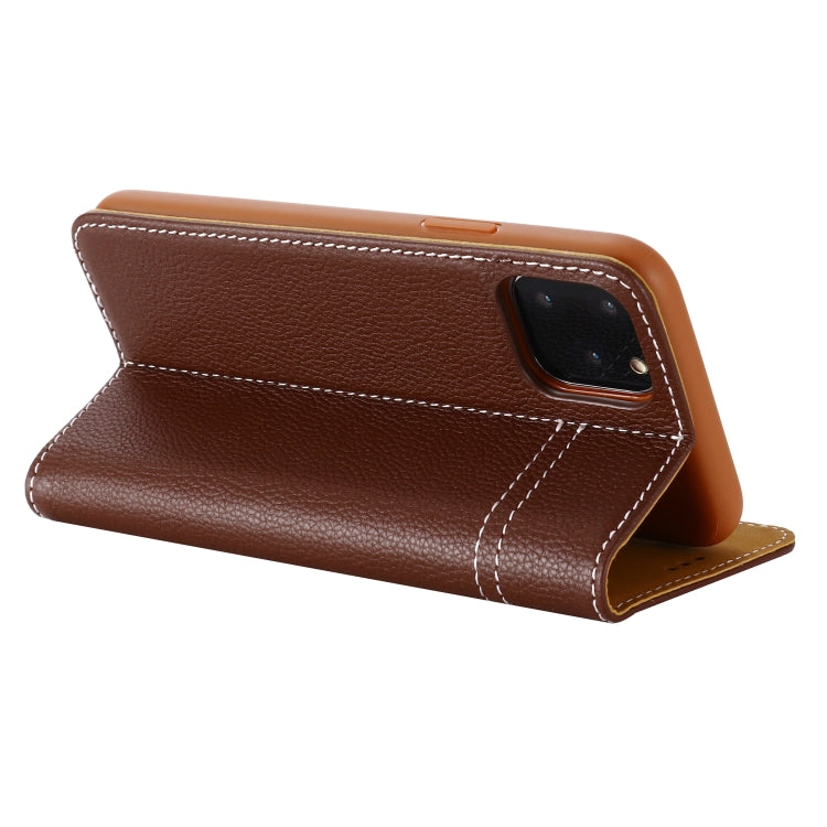 For iPhone 11 Pro GEBEI Top-grain Leather Horizontal Flip Protective Case with Holder & Card Slots