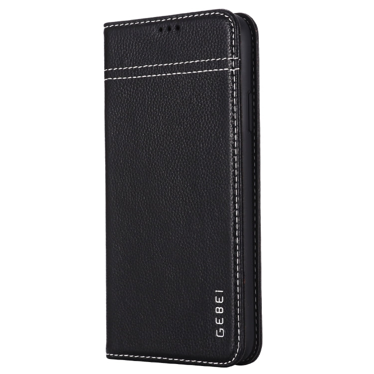 For iPhone 11 Pro Max GEBEI Top-grain Leather Horizontal Flip Protective Case with Holder & Card Slots