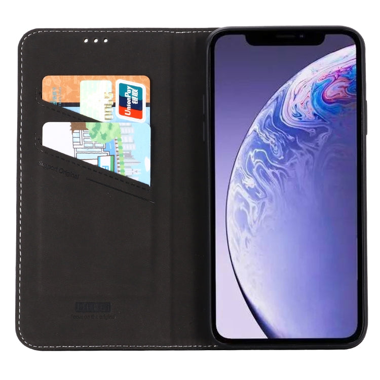 For iPhone 11 Pro Max GEBEI Top-grain Leather Horizontal Flip Protective Case with Holder & Card Slots