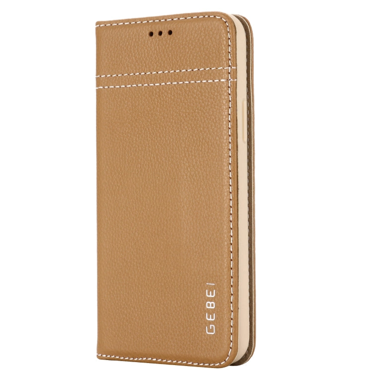 For iPhone 11 Pro Max GEBEI Top-grain Leather Horizontal Flip Protective Case with Holder & Card Slots