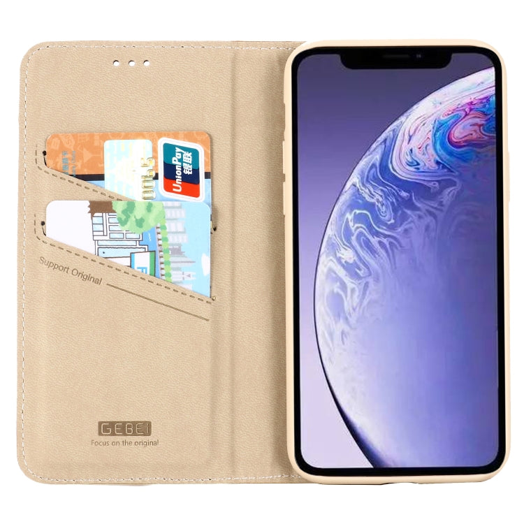 For iPhone 11 Pro Max GEBEI Top-grain Leather Horizontal Flip Protective Case with Holder & Card Slots