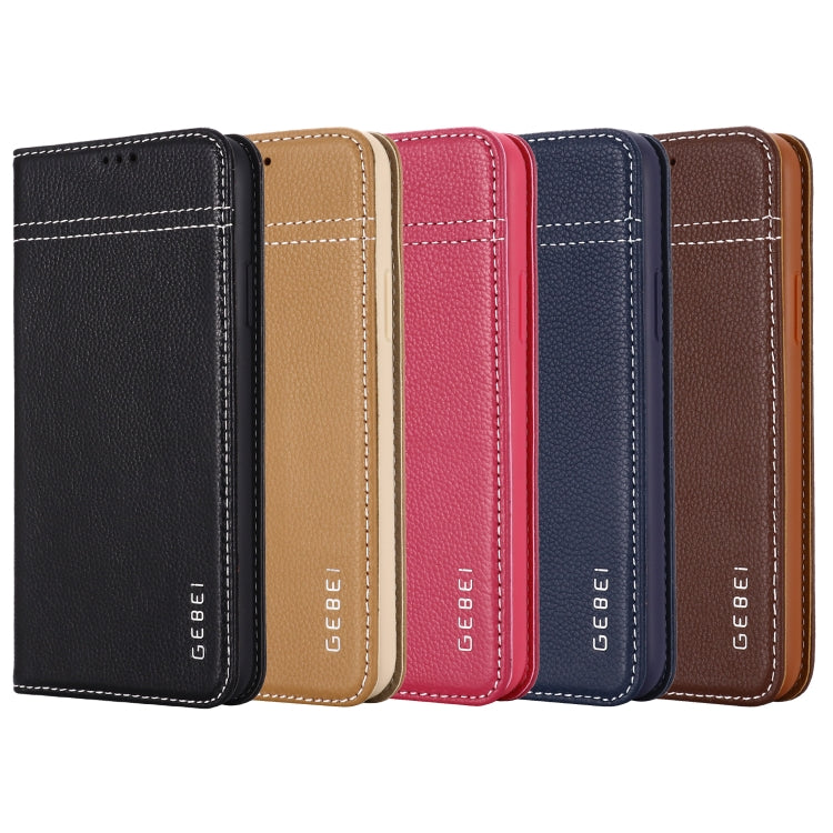 For iPhone 11 Pro Max GEBEI Top-grain Leather Horizontal Flip Protective Case with Holder & Card Slots