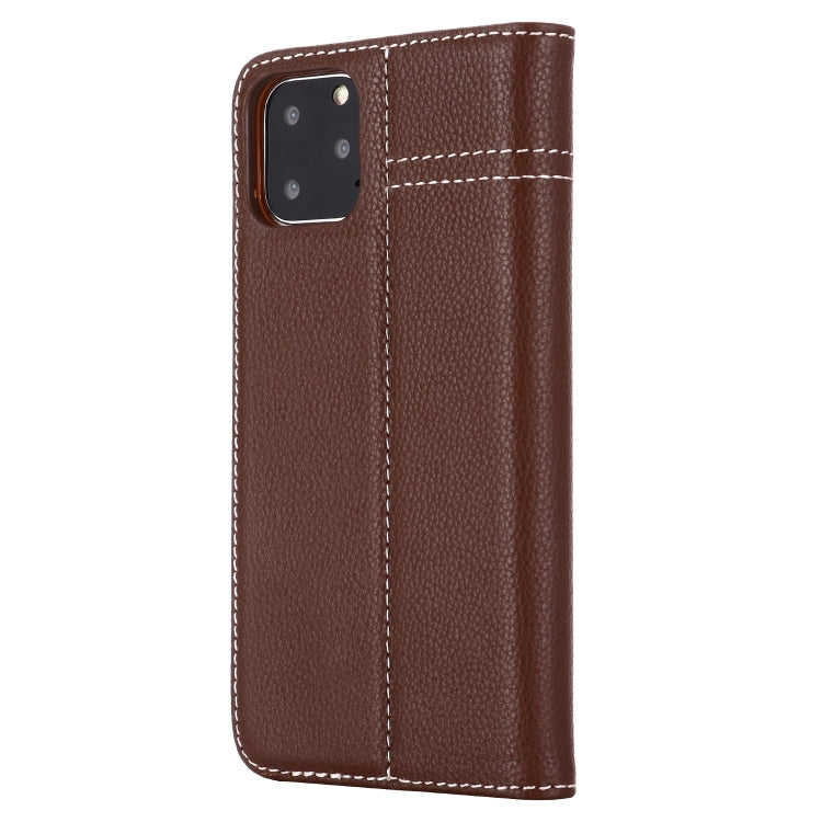 For iPhone 11 Pro Max GEBEI Top-grain Leather Horizontal Flip Protective Case with Holder & Card Slots