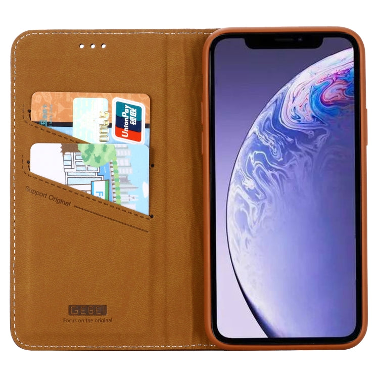 For iPhone 11 Pro Max GEBEI Top-grain Leather Horizontal Flip Protective Case with Holder & Card Slots