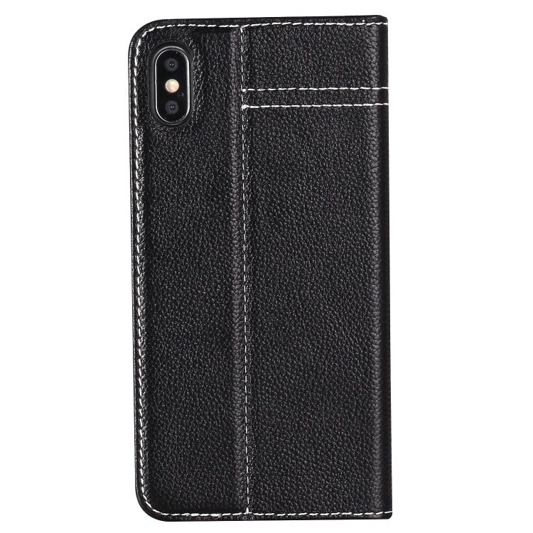 For iPhone XS / X GEBEI Top-grain Leather Horizontal Flip Protective Case with Holder & Card Slots