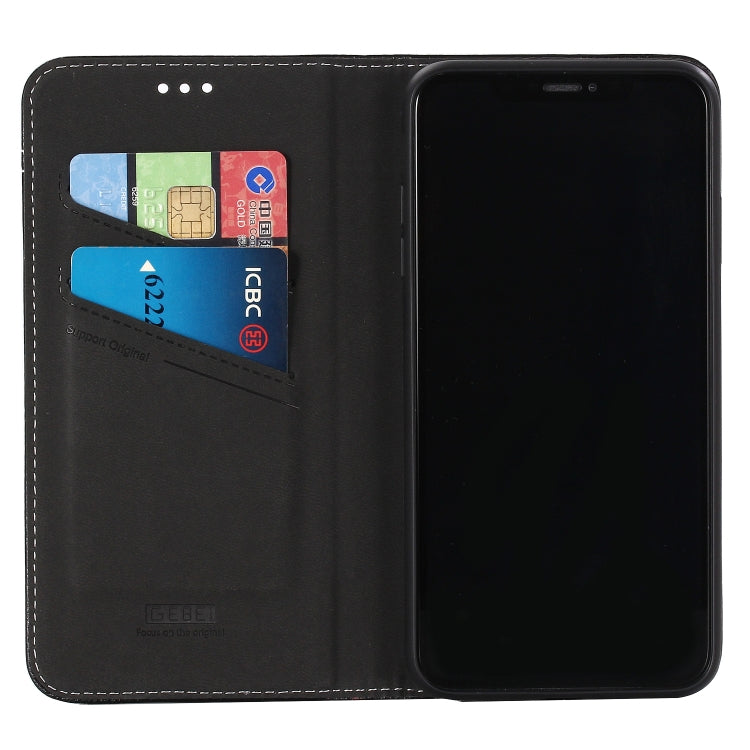 For iPhone XS / X GEBEI Top-grain Leather Horizontal Flip Protective Case with Holder & Card Slots
