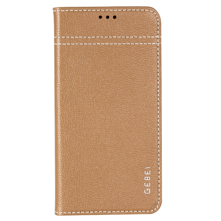 For iPhone XS / X GEBEI Top-grain Leather Horizontal Flip Protective Case with Holder & Card Slots