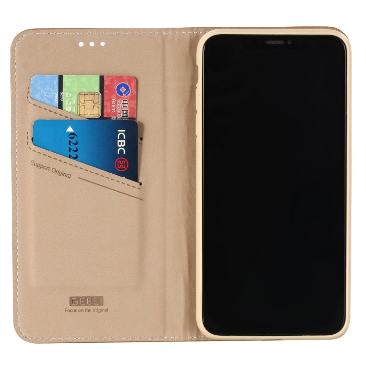 For iPhone XS / X GEBEI Top-grain Leather Horizontal Flip Protective Case with Holder & Card Slots
