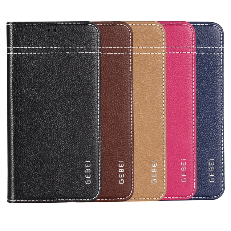 For iPhone XS / X GEBEI Top-grain Leather Horizontal Flip Protective Case with Holder & Card Slots
