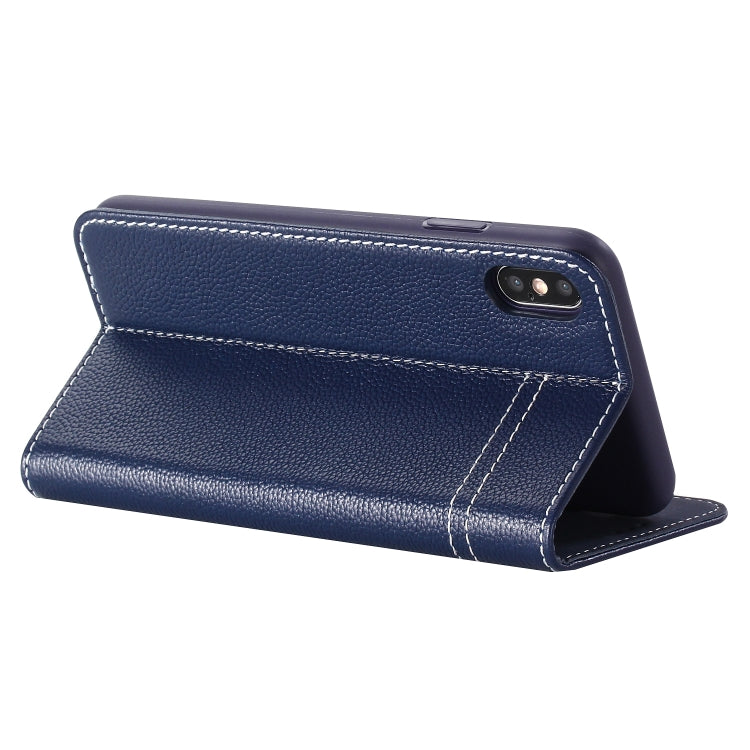 For iPhone XS / X GEBEI Top-grain Leather Horizontal Flip Protective Case with Holder & Card Slots