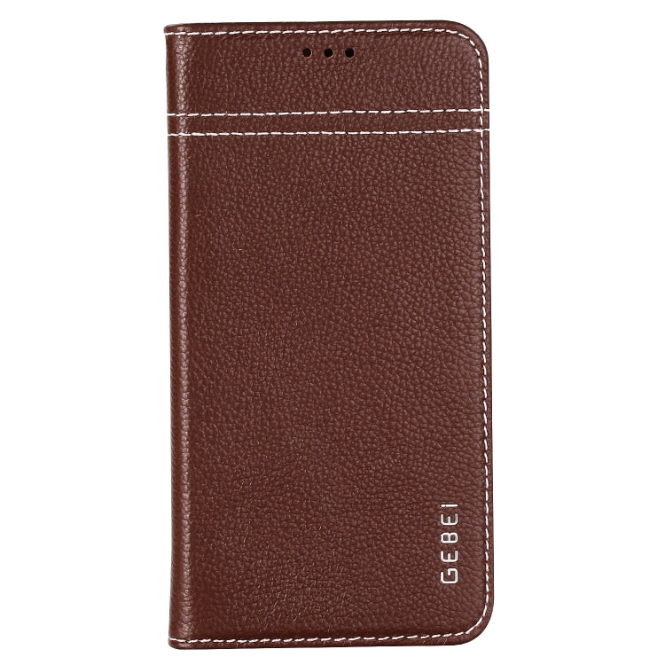 For iPhone XS / X GEBEI Top-grain Leather Horizontal Flip Protective Case with Holder & Card Slots