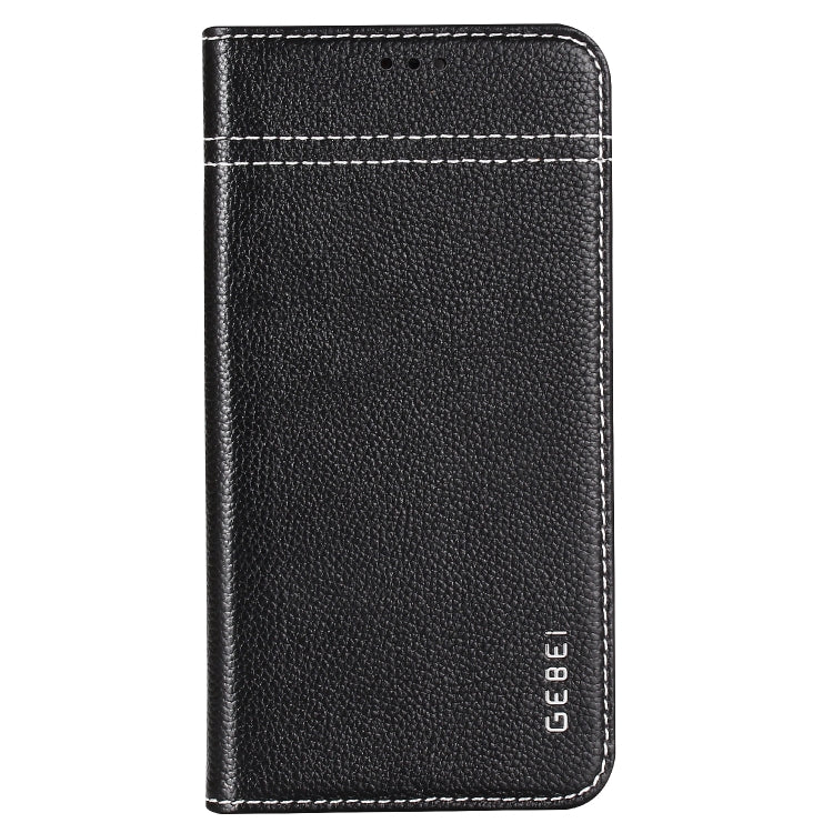 For iPhone XR GEBEI Top-grain Leather Horizontal Flip Protective Case with Holder & Card Slots