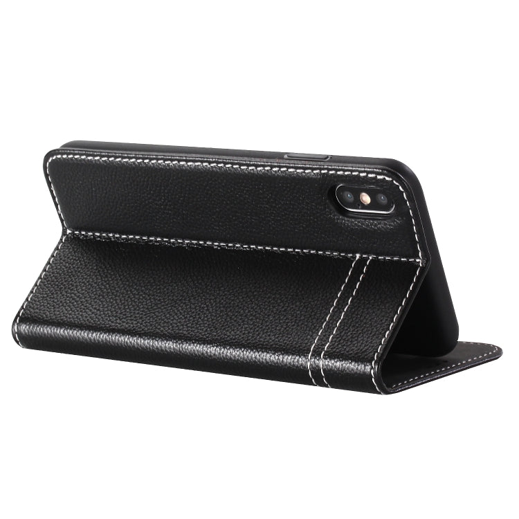 For iPhone XR GEBEI Top-grain Leather Horizontal Flip Protective Case with Holder & Card Slots
