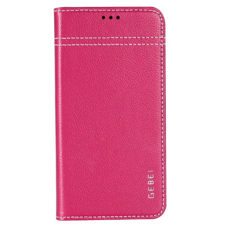 For iPhone XR GEBEI Top-grain Leather Horizontal Flip Protective Case with Holder & Card Slots
