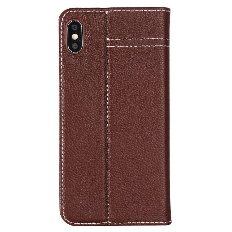 For iPhone XR GEBEI Top-grain Leather Horizontal Flip Protective Case with Holder & Card Slots