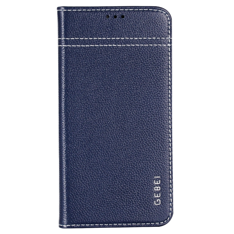 For iPhone XS Max GEBEI Top-grain Leather Horizontal Flip Protective Case with Holder & Card Slots